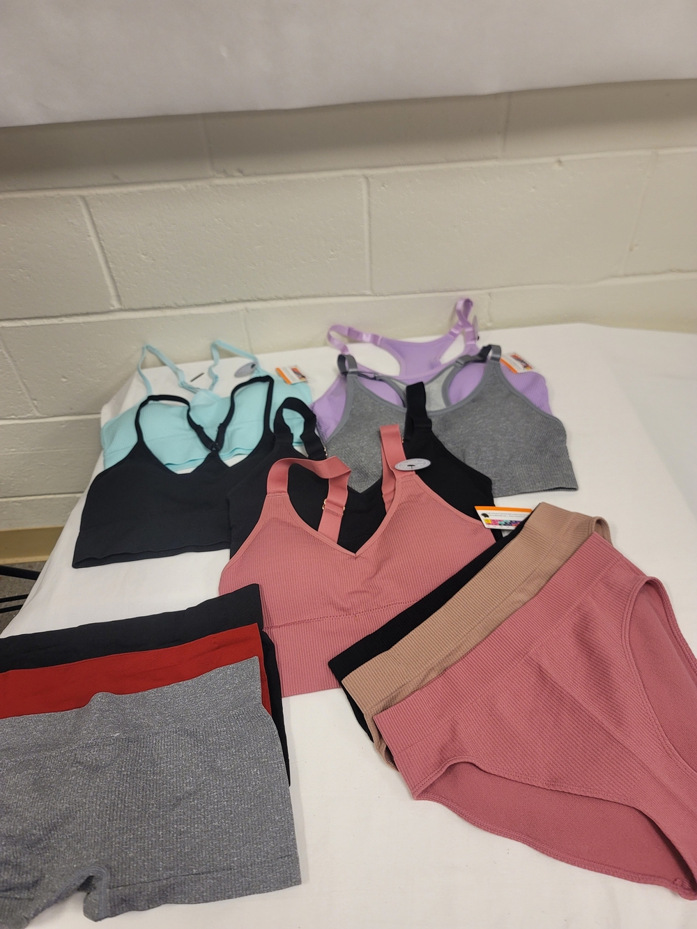 Women’s Ribbed V-Neck Bralette and Brief Set - Pink, Gray, Black